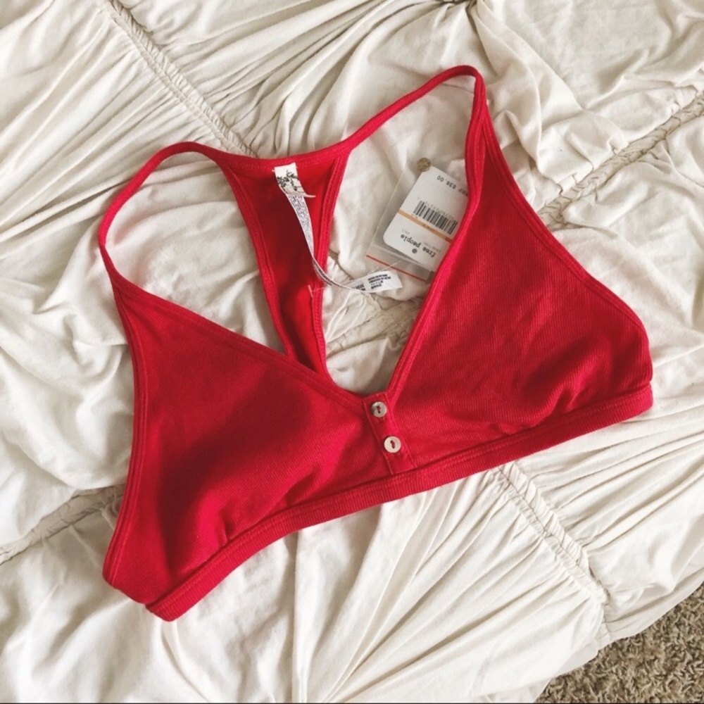 Free People Intimately FP Red Ribbed Bralette